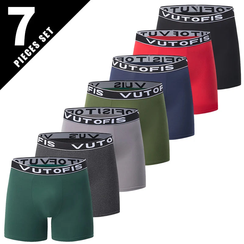 Ensemble de 5/7/10 pièces de sous-vêtements longs imprimés pour hommes, pour adolescents, à la mode et confortables, short de Base grande taille