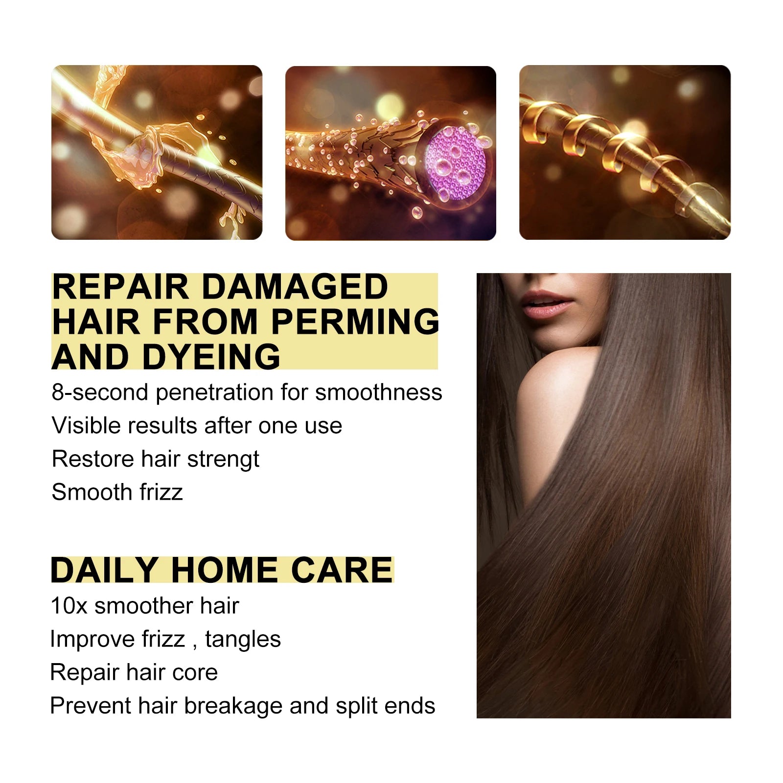 KerBrian 8 Second Hair Care Cream, Hair Mask, Improves Hair's Thickness, Prevents Split Ends and Fragile Hair, Hair Care Product