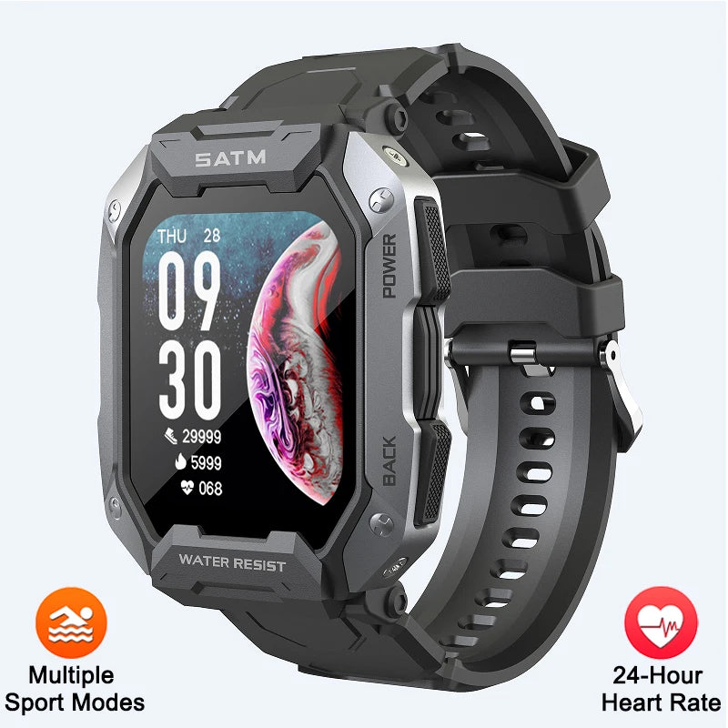 Montre intelligente étanche IP68 Iko pour hommes, horloge intelligente de natation, sports de plein air, suivi de la condition physique, moniteur de santé, montre intelligente pour Android, IOS