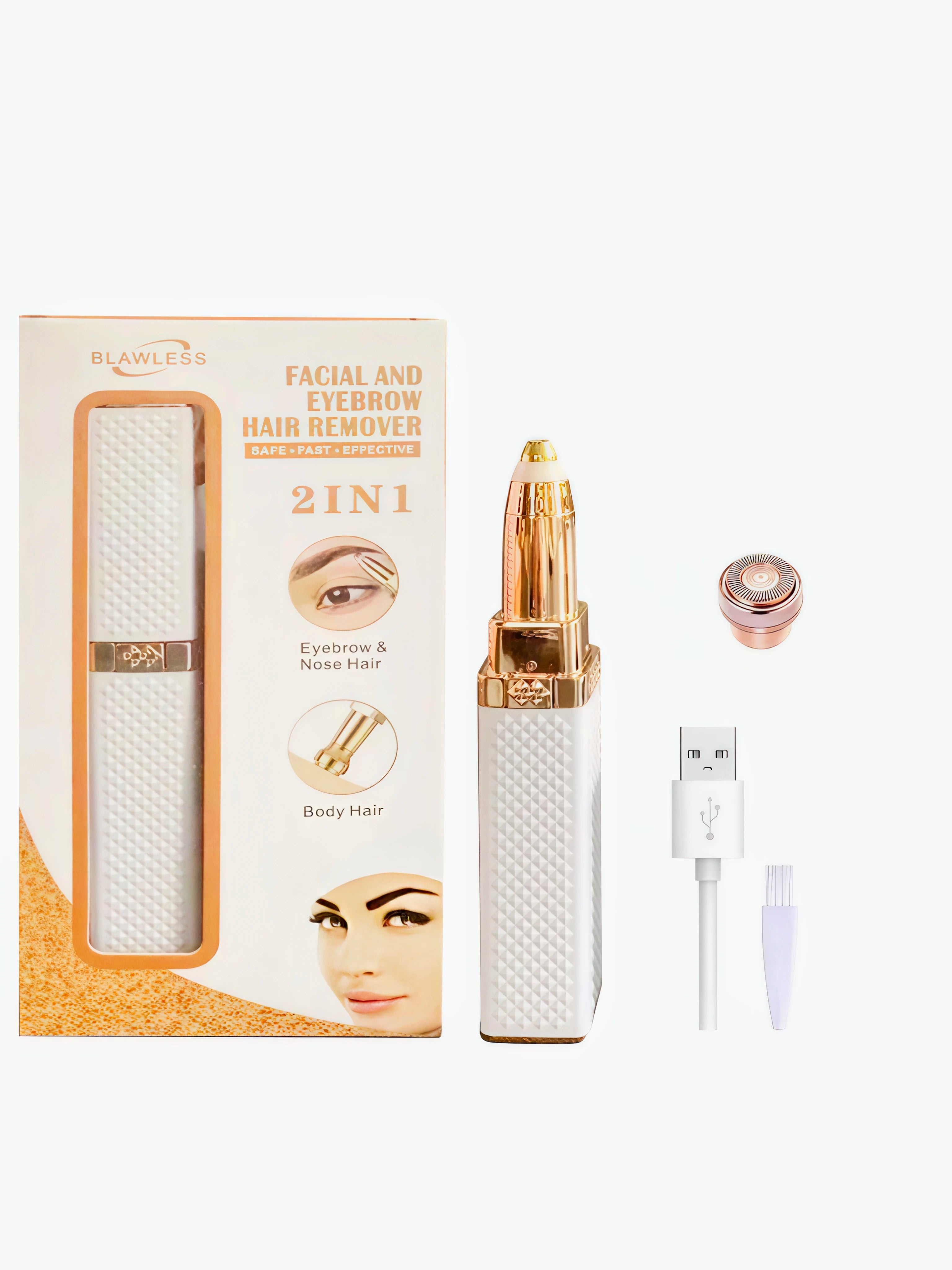 Tondeuse à sourcils électrique 2 en 1 pour femmes, chargeur USB, épilateur portable, bikini, rasoir indolore, corps féminin, tondeuse à sourcils faciale