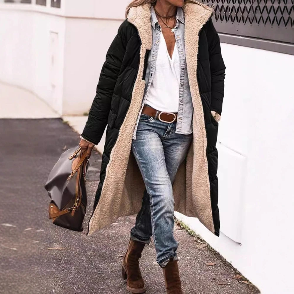 Vêtements d'extérieur d'hiver pour femmes, manteau à capuche, coupe régulière, solide, rétro, Vintage, vêtements décontractés, grande taille, Mia Muse, 2025