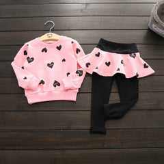 Ensemble de vêtements pour petites filles, t-shirt, jupe, Legging, pantalon, tenues, costume de Sport pour enfants filles, automne et printemps