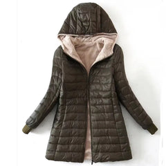 Women's Korean-style mid-length hooded cotton coat, warm lambswool coat and velvet jacket, new autumn and winter 2023 collection