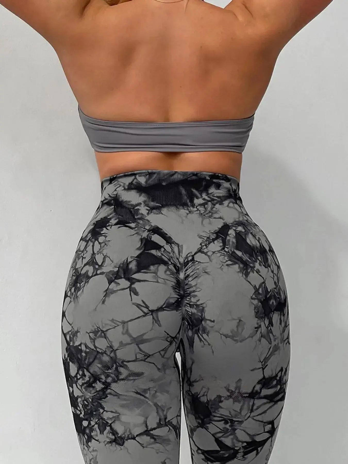 Women's stretch yoga pants, knot-dyed, seamless, peach-buttocks, high waist