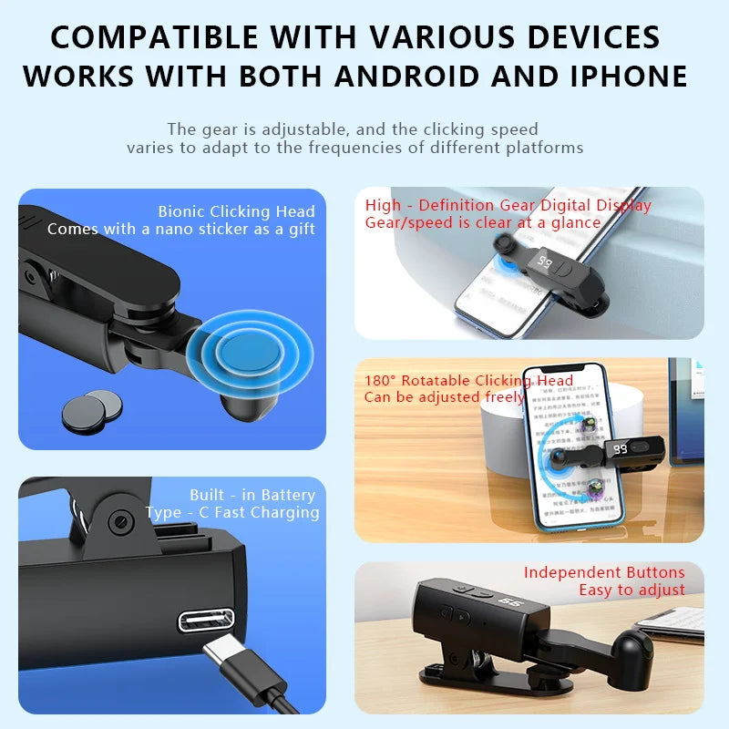 Clicker automatique d'écran pour applications de téléphone intelligent, Gadget de Streaming vidéo en direct, écran de jeu pour Smartphone, trépieds tactiles, fournitures d'écran