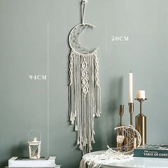 Nordic Style Macrame Wall Sconce for Baby and Child's Room, Boho Home Decor with Moon, Ramadan