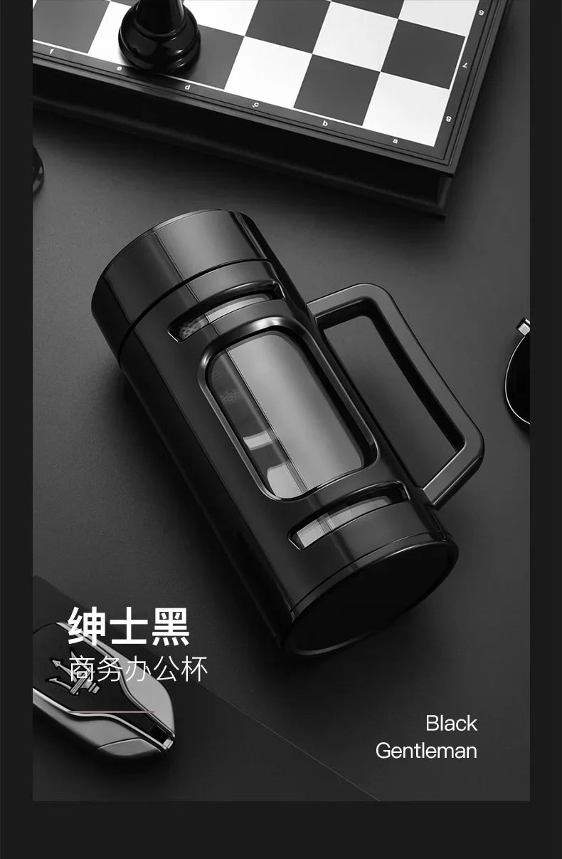 400, 600, 800, 1000ml glass bottle/cup with filter cord, plastic case, glass cup, water bottle, business gift, black/blue