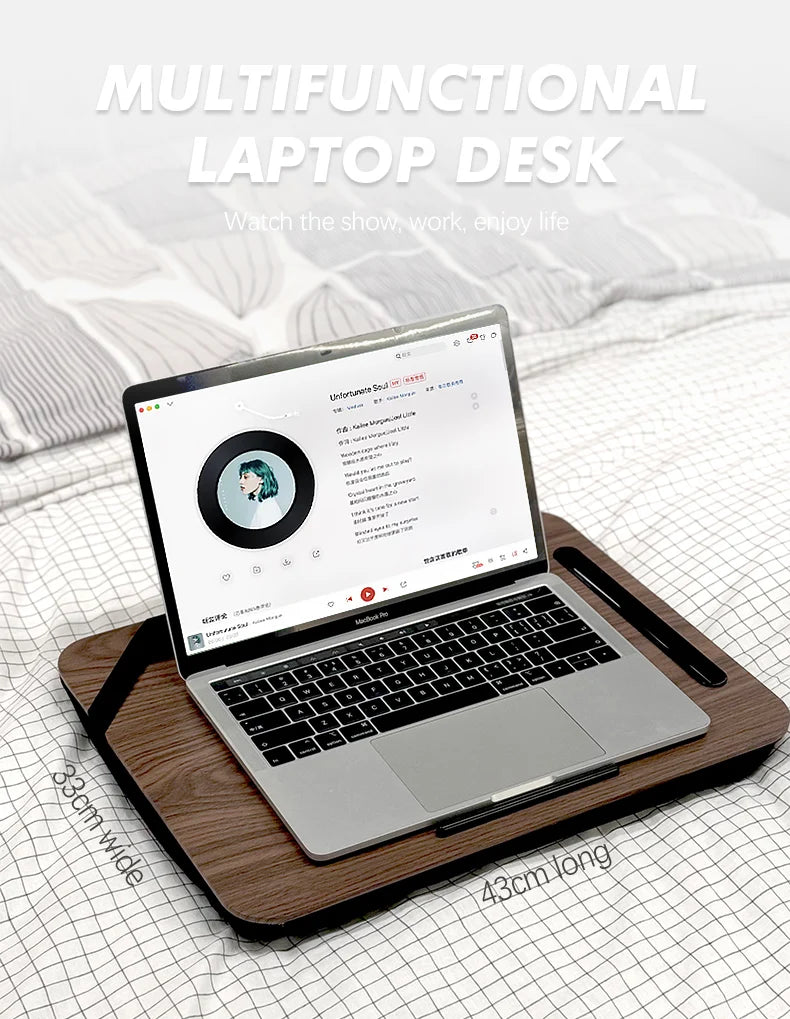 Bureau d'ordinateur portable portable pour paresseux, fente pour téléphone, adapté au lit, au canapé, à la voiture