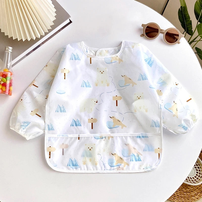 Bavoirs pour bébé, mignon, articles pour bébé, imperméable, manches longues, Smock artistique, tablier d'alimentation pour enfants