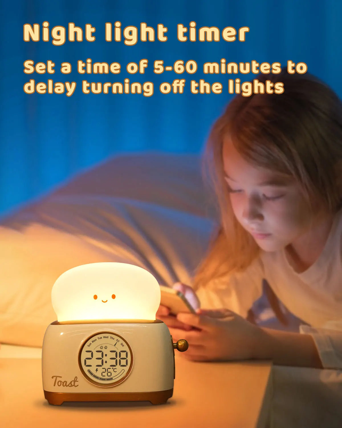 Veilleuses de réveil LED, veilleuse de chevet créative, lampe de bureau, éclairage intérieur, minuterie USB, lumière à intensité variable, cadeaux pour enfants