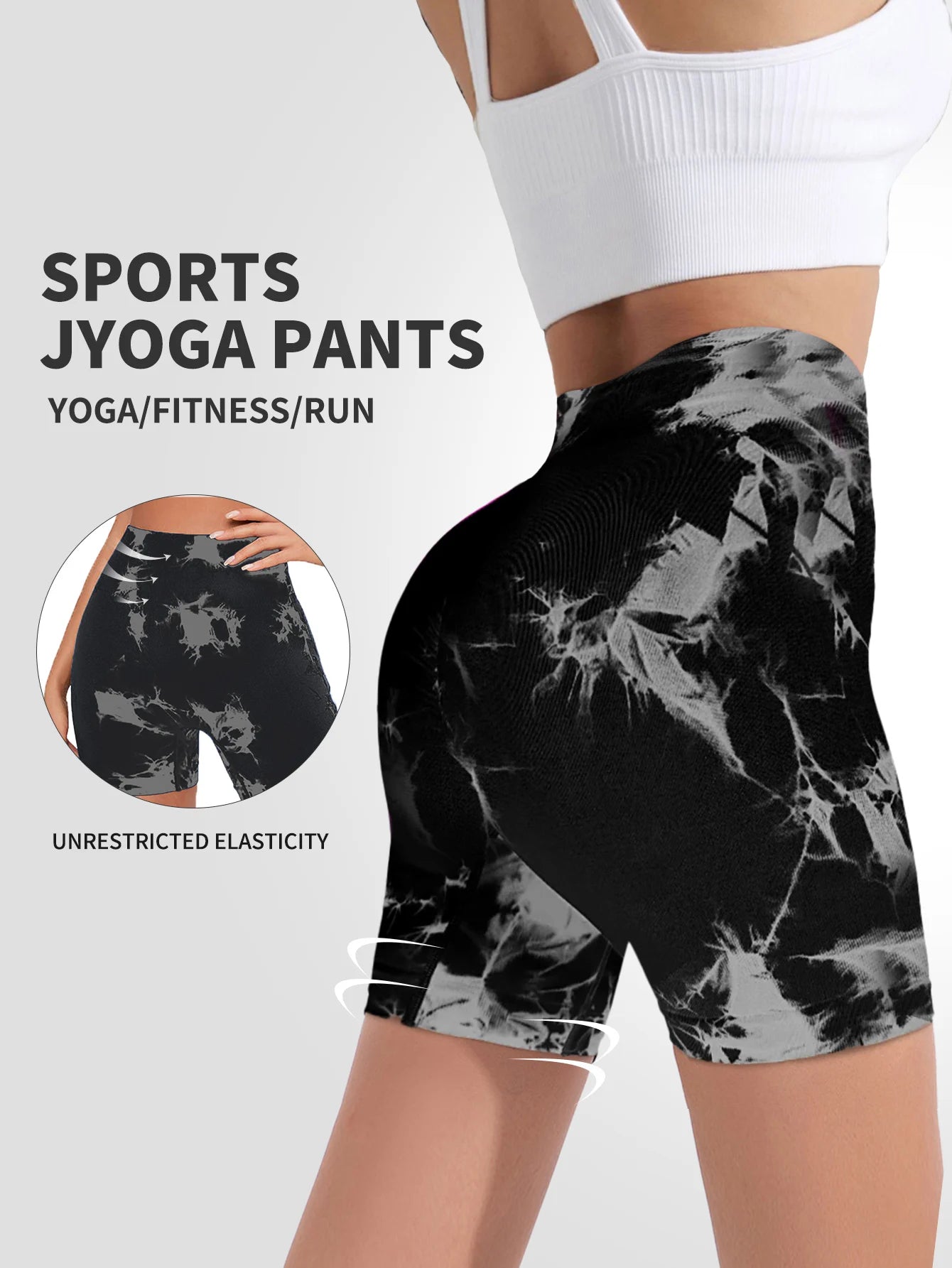 Leggings sans couture Tie Dye pour femmes, pantalons de Yoga taille haute, froissés, collants élastiques de levage des fesses, Leggings de sport à large ceinture