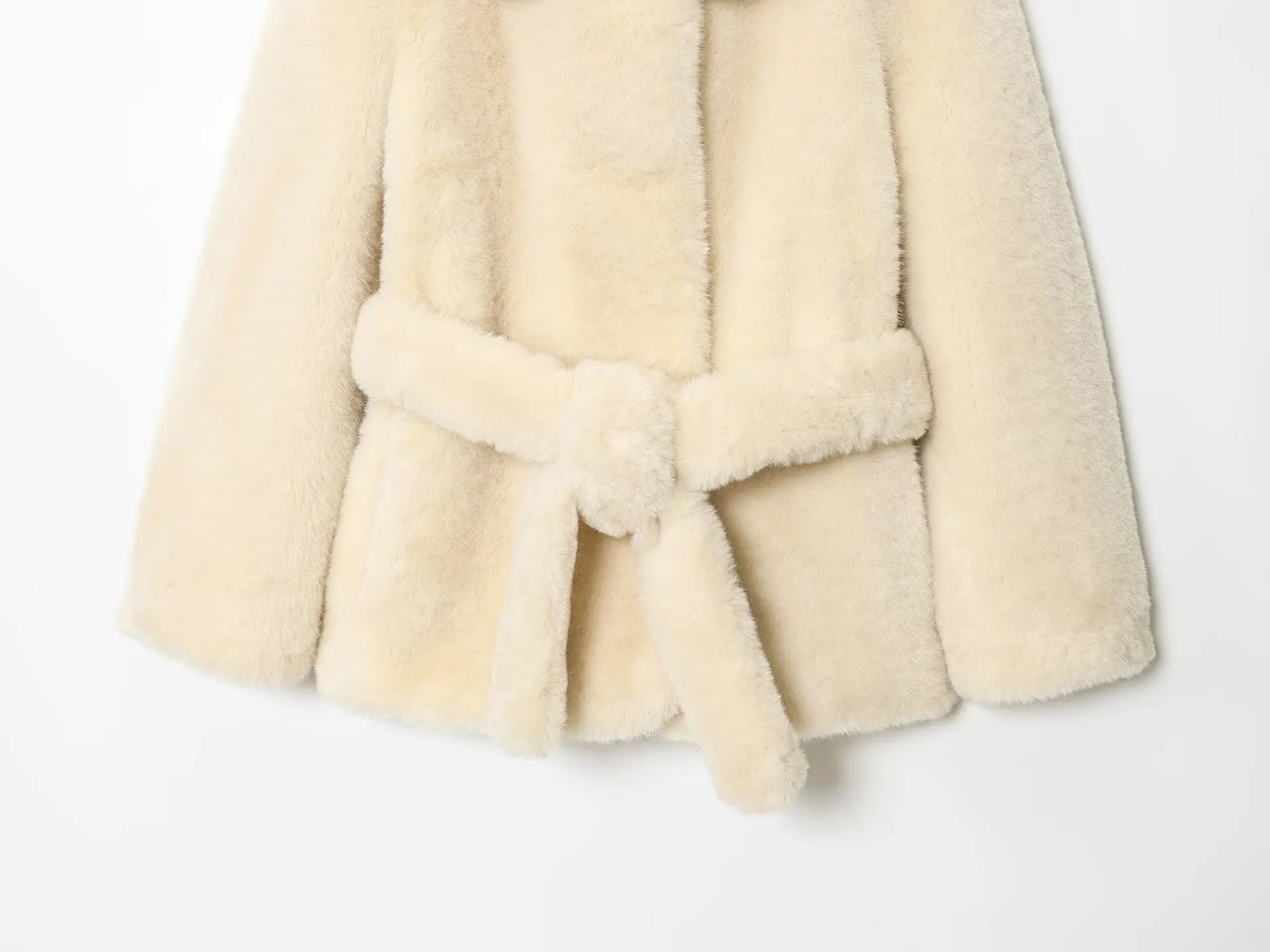 Veste élégante en fausse fourrure ceinturée hiver nouveauté vêtements d'extérieur pour femmes Style de trajet tissu mixte à manches longues sens de haute qualité...