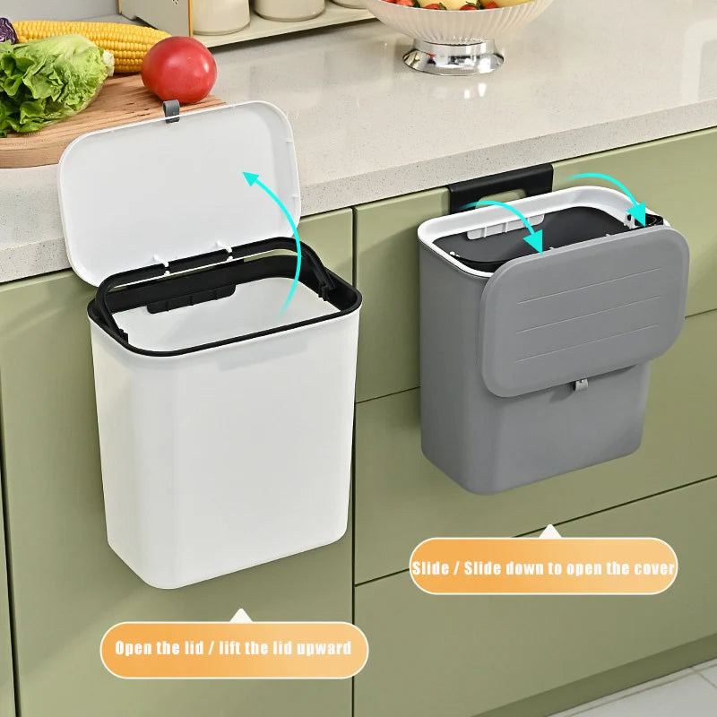 Poubelle de compost de cuisine pour comptoir ou sous évier, petite poubelle de cuisine suspendue avec couvercle pour seau à compost intérieur montable