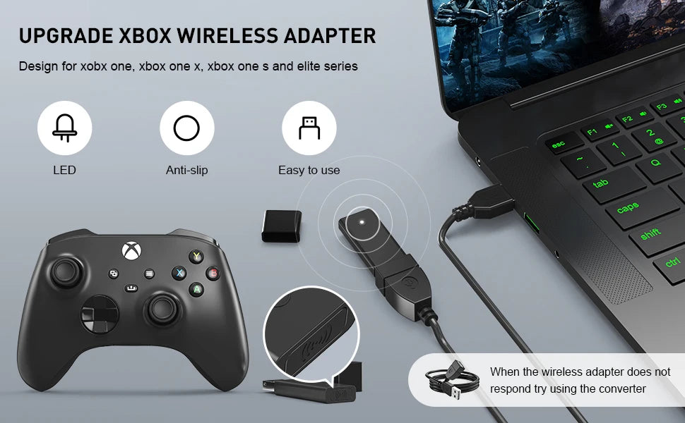 Adaptateur récepteur USB sans fil d'origine pour Xbox One 2e génération pour Xbox One 2e Xbox One 1er pour système Windows 10, PC portable