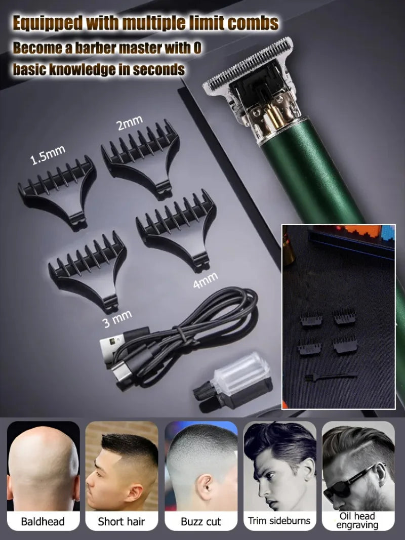 Tondeuse à cheveux professionnelle Machine de coupe de cheveux barbier tondeuse à cheveux Rechargeable tondeuse à cheveux en métal pour hommes