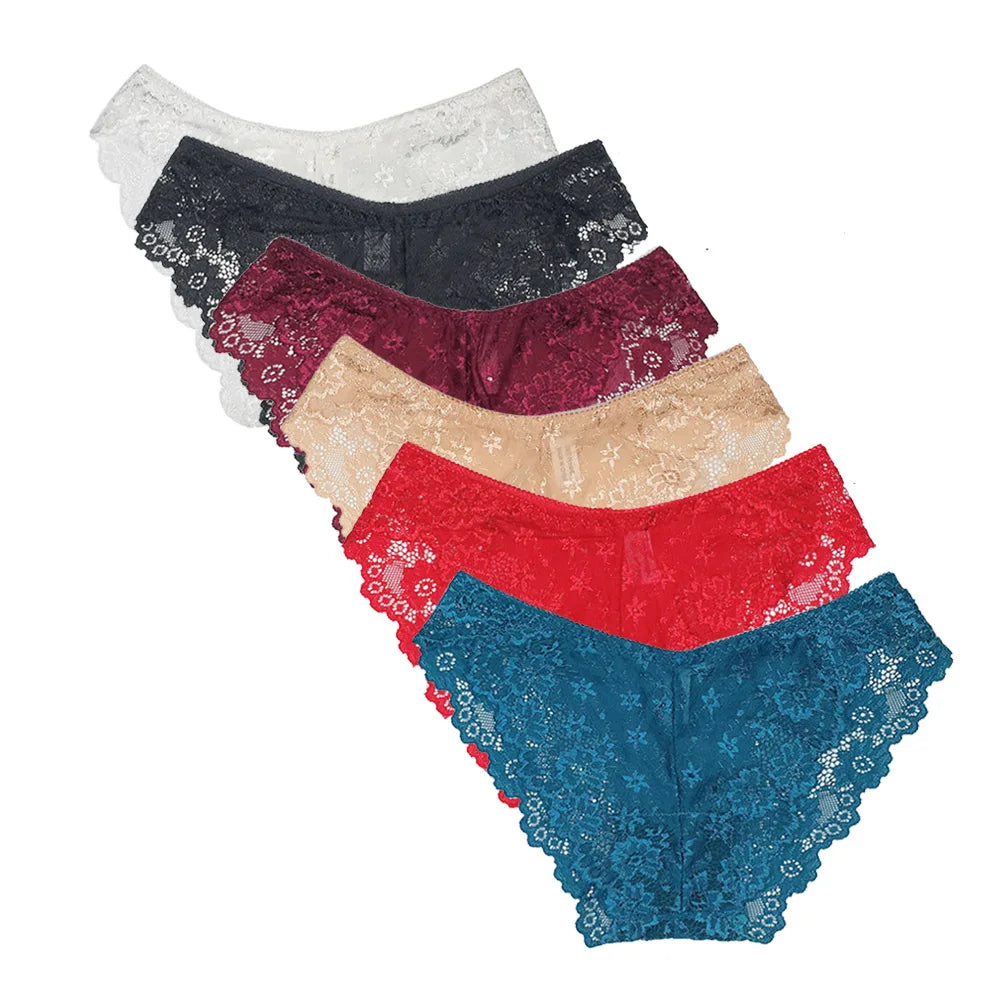 5 pièces/ensemble slips en maille M-2XL culottes en dentelle sous-vêtements transparents Sexy culottes taille basse filles intimes Lingeri