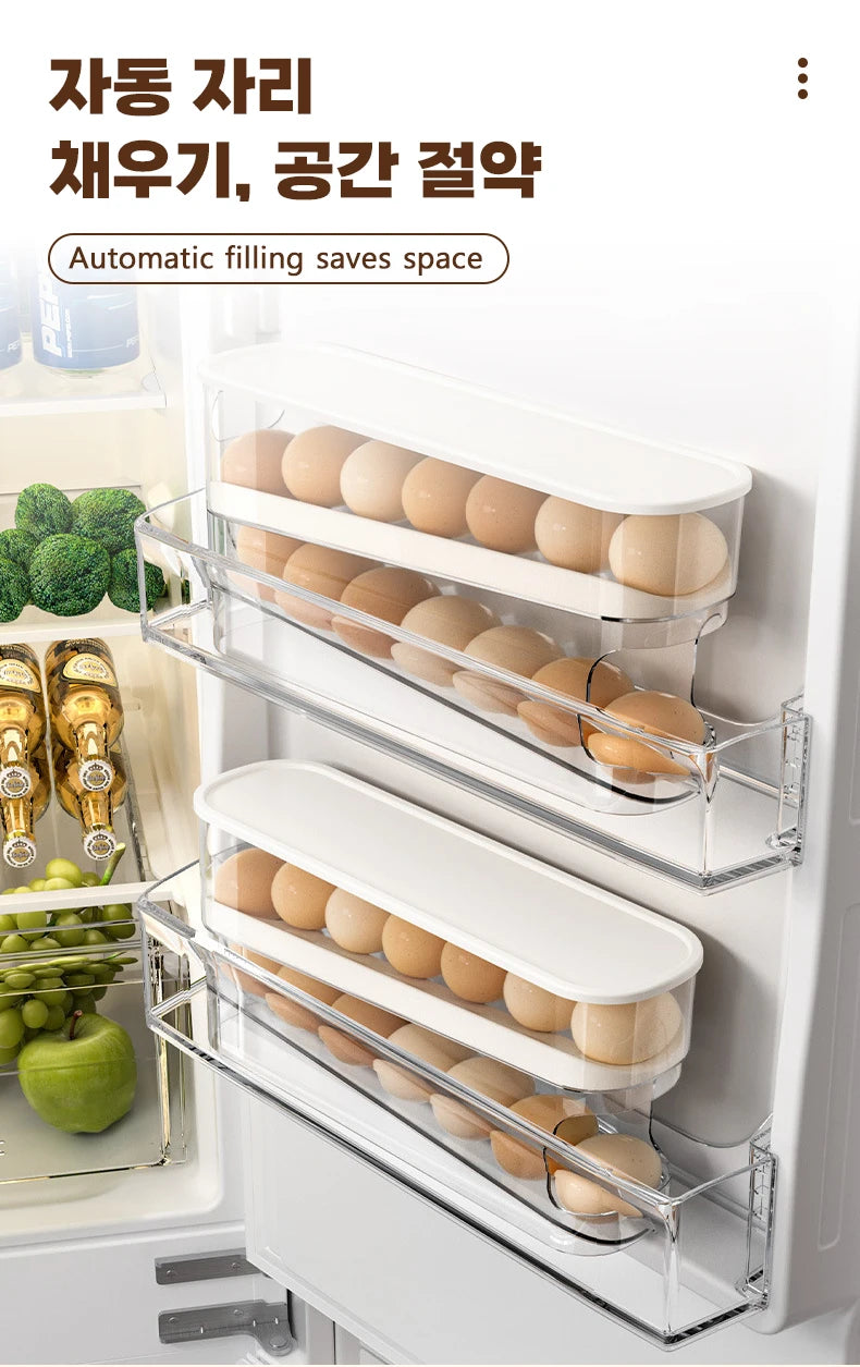 Boîte à œufs de Type coulissant, Double rouleau à œufs automatique, porte latérale du réfrigérateur, stockage des œufs, comptoir de cuisine, porte-œufs