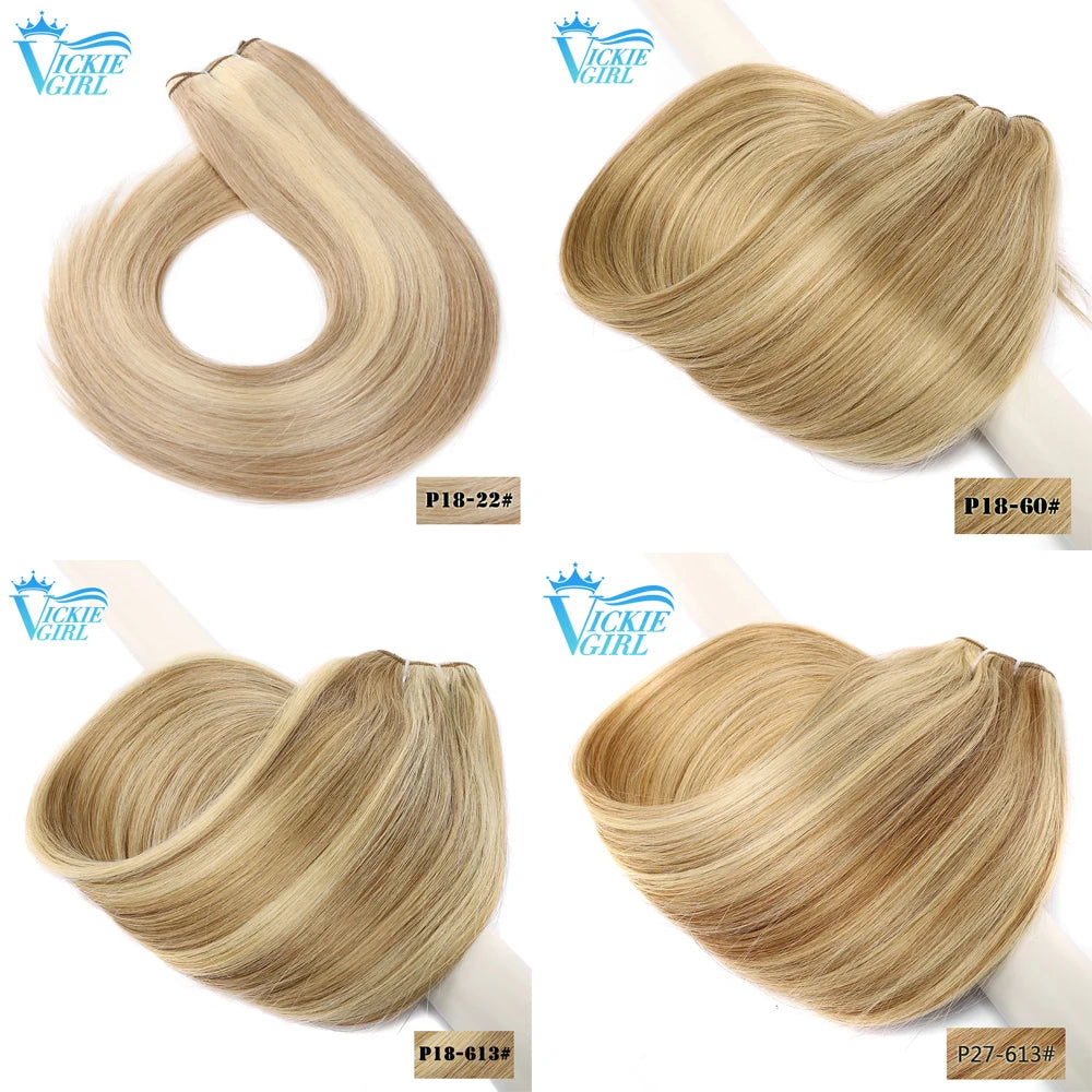 Straight Human Hair Weft Bundles Ombre Blonde Human Hair Extensions 100g/piece 16"-28" Skin Color Remy Straight Double Weft