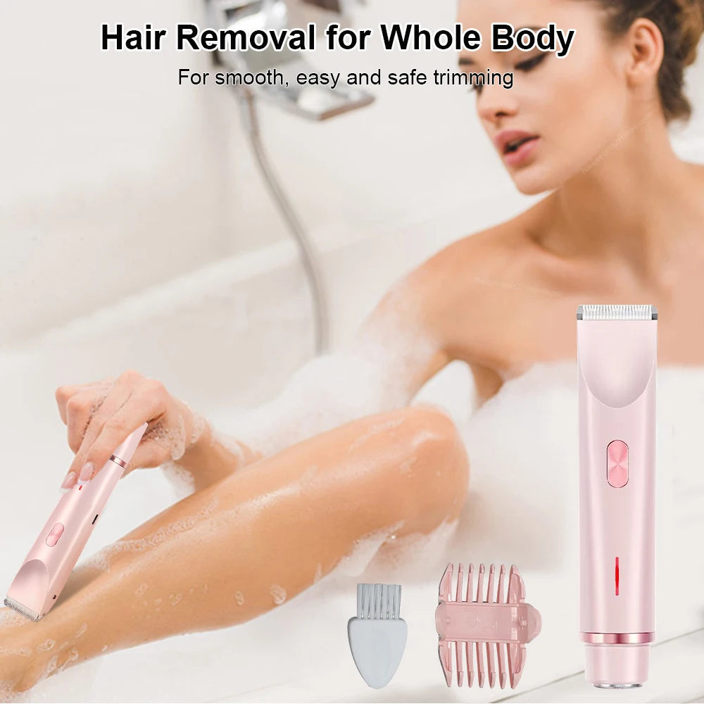 2-in-1 Electric Shavers for Women, Bikini Trimmer, Facial Mustache Trimmer, for Ladies, Body, Underarms, Legs, Painless Portable Epilator