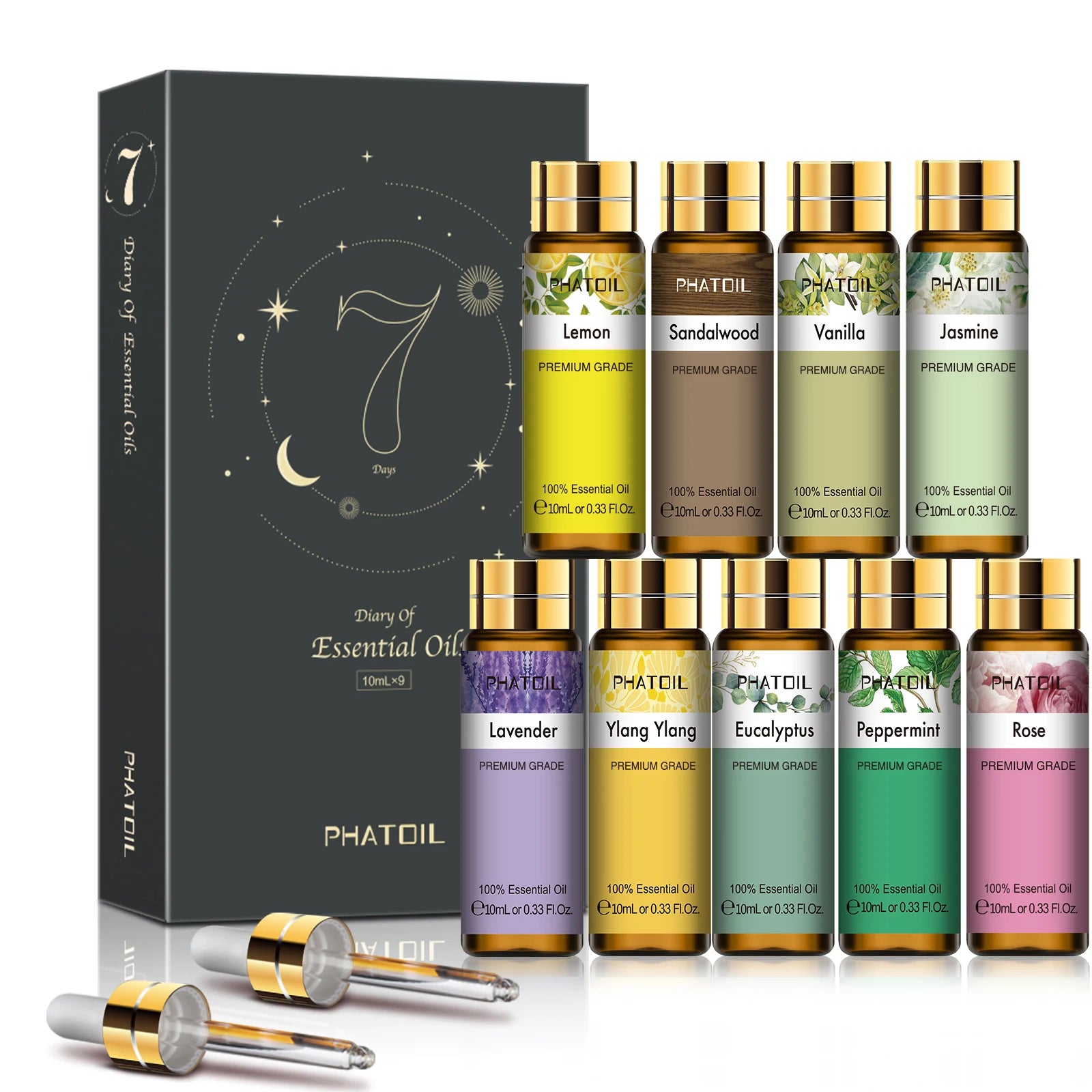 Pure natural gift set for humidifier and diffuser, essential oil set, Regina aromatic oil for skincare, DIY crafting, below, 10ml, 9 pieces