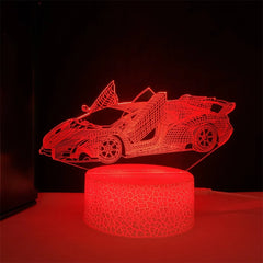 Veilleuse de voiture de course pour garçons, lampe d'illusion LED 3D, 16 couleurs, décoration de chambre à coucher à distance, lampe de chevet, cadeau de noël et d'anniversaire pour enfants