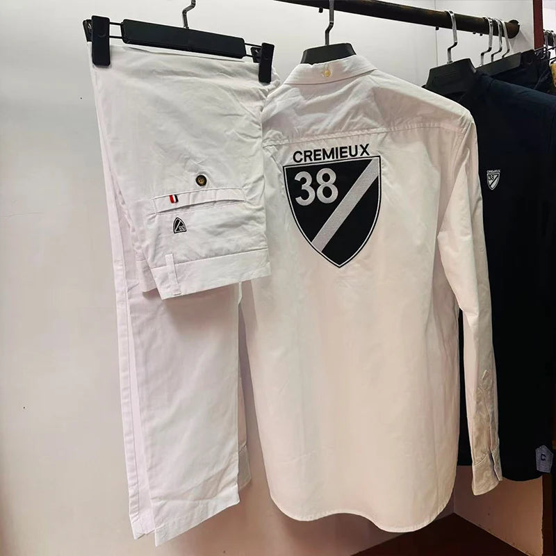 Cremieux quatre saisons survêtement Chemise pour Homme hommes chemise réglage deux pièces pantalons complets mode décontracté 100% coton Del France