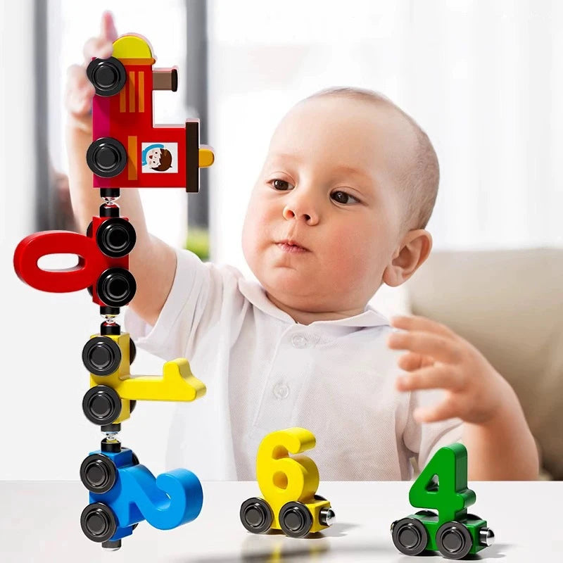 Ensemble de Train pour tout-petits, Puzzle de Train numérique magnétique, ensemble de Train en bois pour tout-petits, trains numériques, activités d'apprentissage éducatives