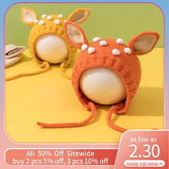 Bonnet de protection des oreilles Elk Cartoon pour enfants, bonnet de Noël pour enfants, cache-oreilles chauds pour nouveau-né, joli cadeau pour bébé, hiver