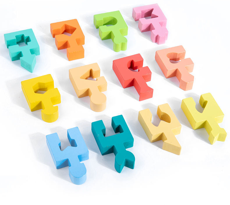 Puzzles en bois pour enfants, blocs de construction assemblés, jouets éducatifs, pensée logique, entraînement spatial, jouets Montessori