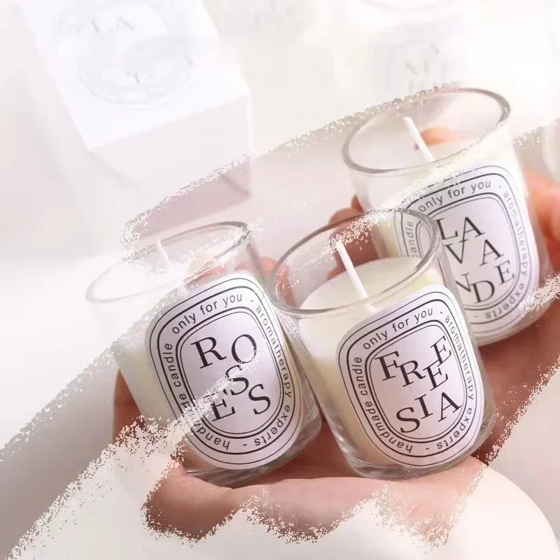 Bougies parfumées romantiques, parfum premium, haute beauté, bougies micro-feu transparentes, cadeaux pour invités de vacances, bougies parfumées