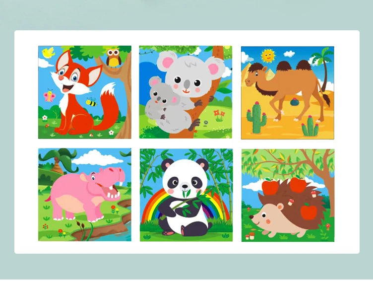 Puzzle en bois peint à Six côtés, blocs de construction tridimensionnels pour animaux de la circulation, jouet éducatif pour l'éducation précoce