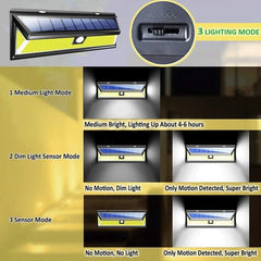 180 COB Outdoor Solar Lights, Solar LED Wall Light, Motion Sensor, Waterproof, 3 Modes, Super Bright for Garden, Front Door, Driveway, Garage