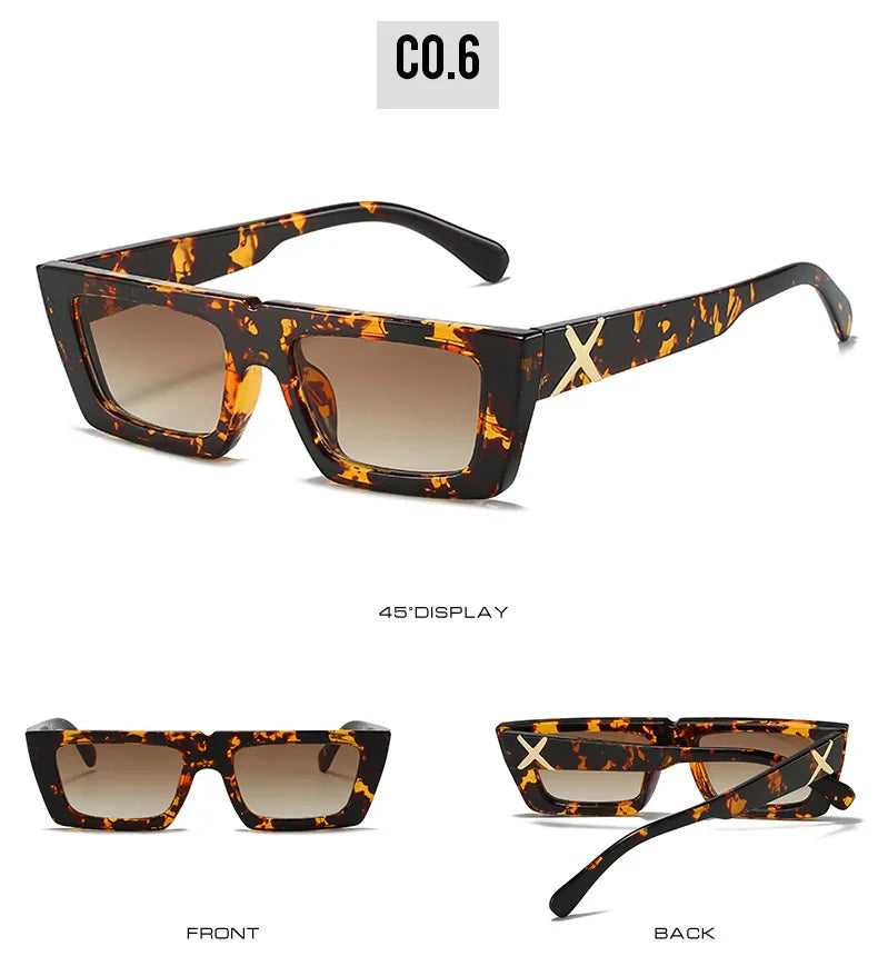 Lunettes de soleil à spoage X, petit cadre carré, temples personnalisés, accessoires streetwear quotidiens pour femmes, protection UV pour hommes, conduite