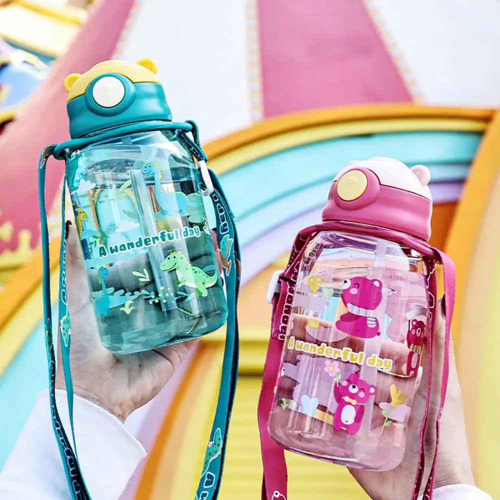 Bouteille d'Eau Portable avec Paille pour Enfant, Sans BPA, Étanche, pour l'Extérieur, 650ml