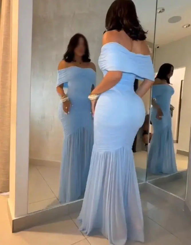 Robes pour femmes 2025 élégant Sexy épaules dénudées froncé taille cintrée robe de soirée coupe ajustée sirène ourlet robe de soirée