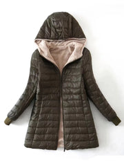 Women's Korean-style mid-length hooded cotton coat, warm lambswool coat and velvet jacket, new autumn and winter 2023 collection
