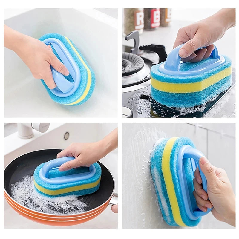 Éponge de nettoyage de cuisine et de salle de bains, brosse de nettoyage, outils à poignée, accessoires ménagers parfaits pour mur de verre, toilettes en céramique 1 pièce