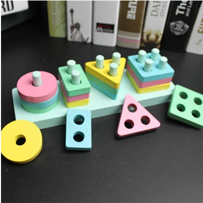 Puzzle Montessori pour enfants de 1 à 3 ans jouets en bois blocs de construction apprentissage document forme match