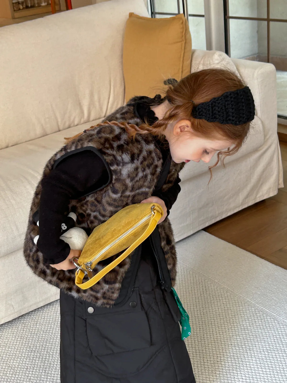 Manteau d'hiver pour filles, nouvelle mode, style occidental, fourrure intégrée, imprimé léopard, gilet en fourrure, tenue chaude quotidienne, 2025