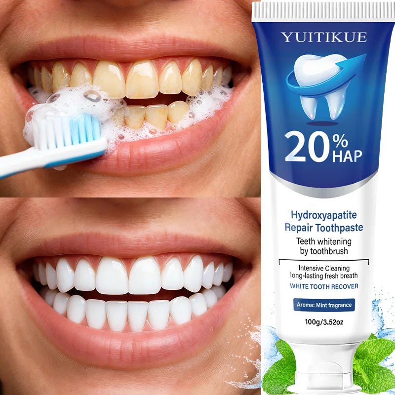 Dentifrice hydroxypatite 20% pour un nettoyage en profondeur et un blanchiment, rafraîchit l'haleine, des gencives, élimination de la Plaque dentaire