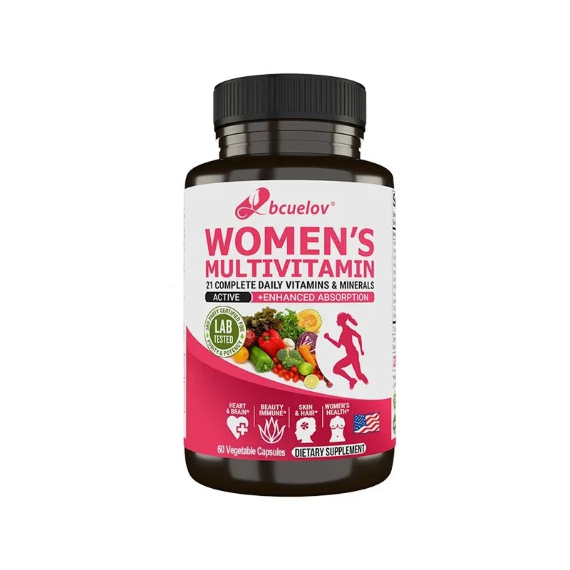 Supplément multivitaminé multiminéral pour femme - Magnésium Biotine Calcium Zinc Sélénium - Soutient les articulations de la peau des ongles