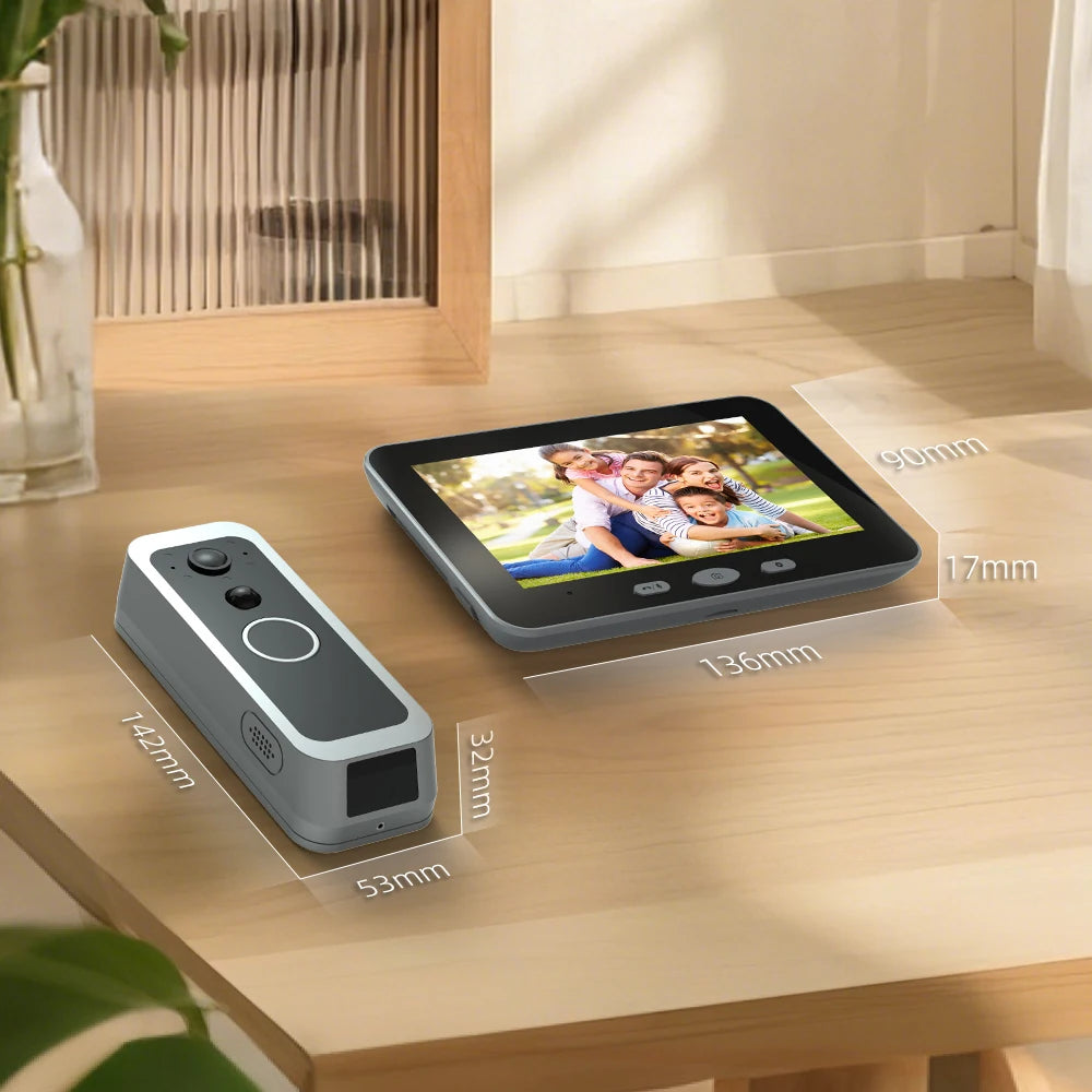 Tuya Smart Life 1080P WiFi vidéo sonnette batterie 100% système d'interphone de porte sans fil PIR caméra extérieure 5 pouces écran de moniteur