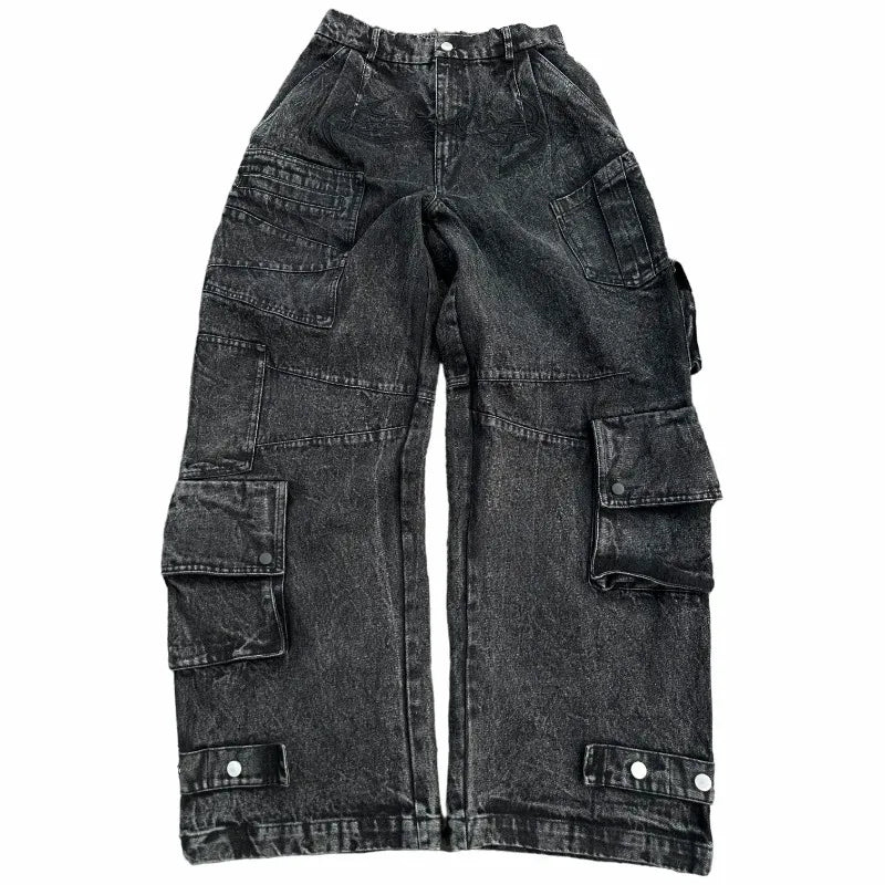 Y2K – jean Baggy en Denim pour femmes, pantalon Cargo, Vintage, multi-poches, taille haute, nouveau pantalon large gothique Harajuku, Streetwear