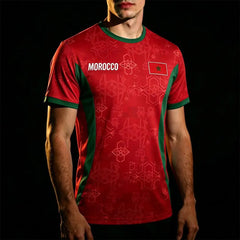 Maillot de football unisexe à séchage rapide et respirant pour homme, imprimé drapeau du Maroc 2026, personnalisable avec nom et numéro