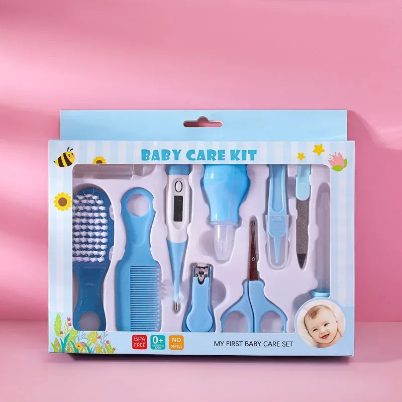 Soins de santé des cheveux thermomètre brosse de toilettage tondeuse anneau de dentition brosse à dents Kit bébé essentiels 10 pièces bébé coupe-ongles ensemble de soins enfant