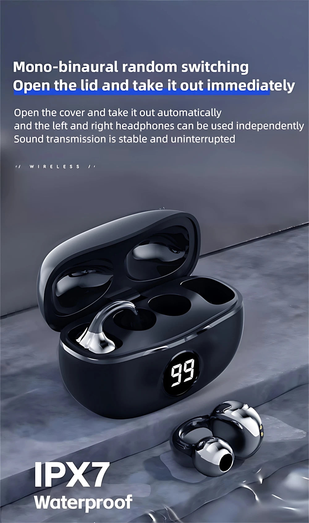 Casque sans fil Fone Bluetooth casque avec micro mains libres suppression du bruit écouteurs Clip oreille musique sport jeu bouchon d'oreille
