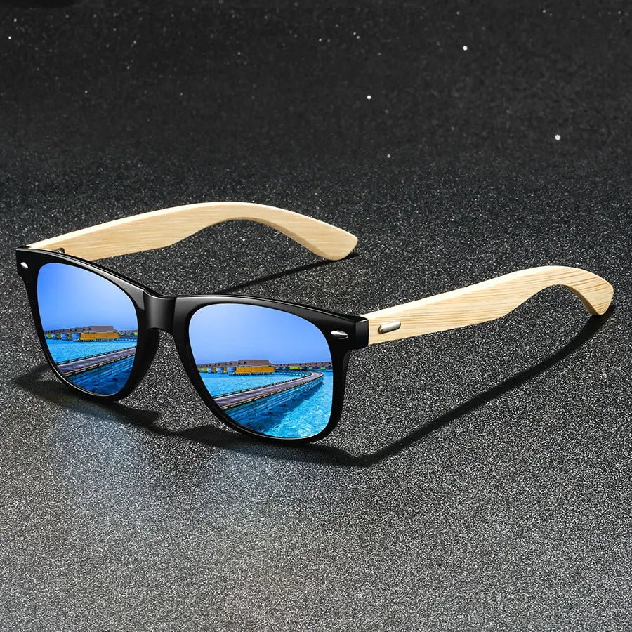 16 pièces mode bambou bois Vintage carré lunettes de soleil en bois hommes femmes marque de luxe concepteur lunettes de soleil conduite pêche UV400