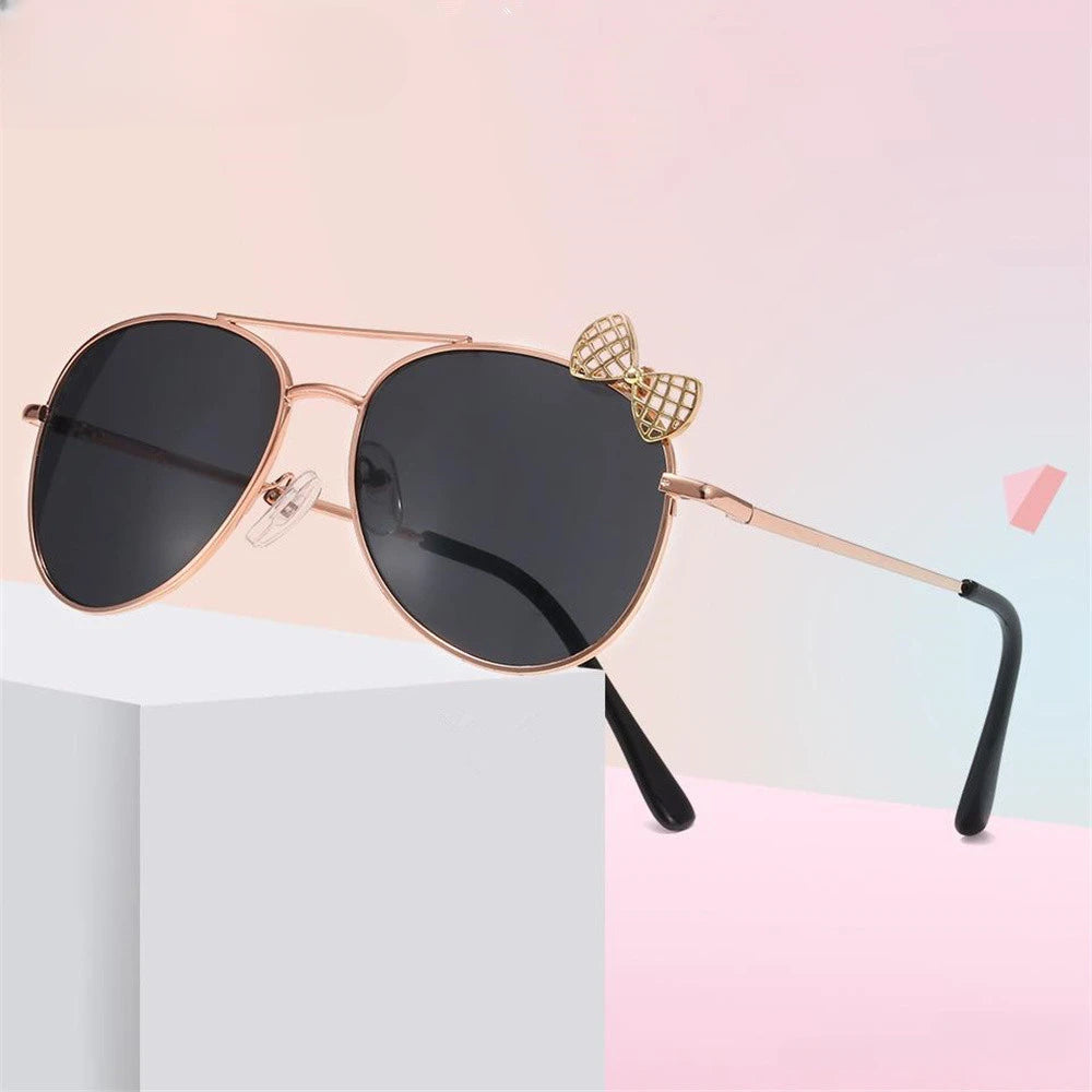 Lunettes de soleil mignonnes pour enfants, monture métallique, mode filles, lunettes de cyclisme en plein air, lunettes de fête, fournitures de photographie