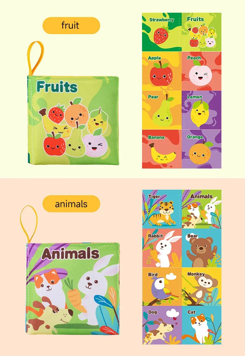 Livre de grillades doux pour enfants, jouets pour enfants précoces, son de bruissement, fruits, nombres d'animaux, moyens de transport alimentaires
