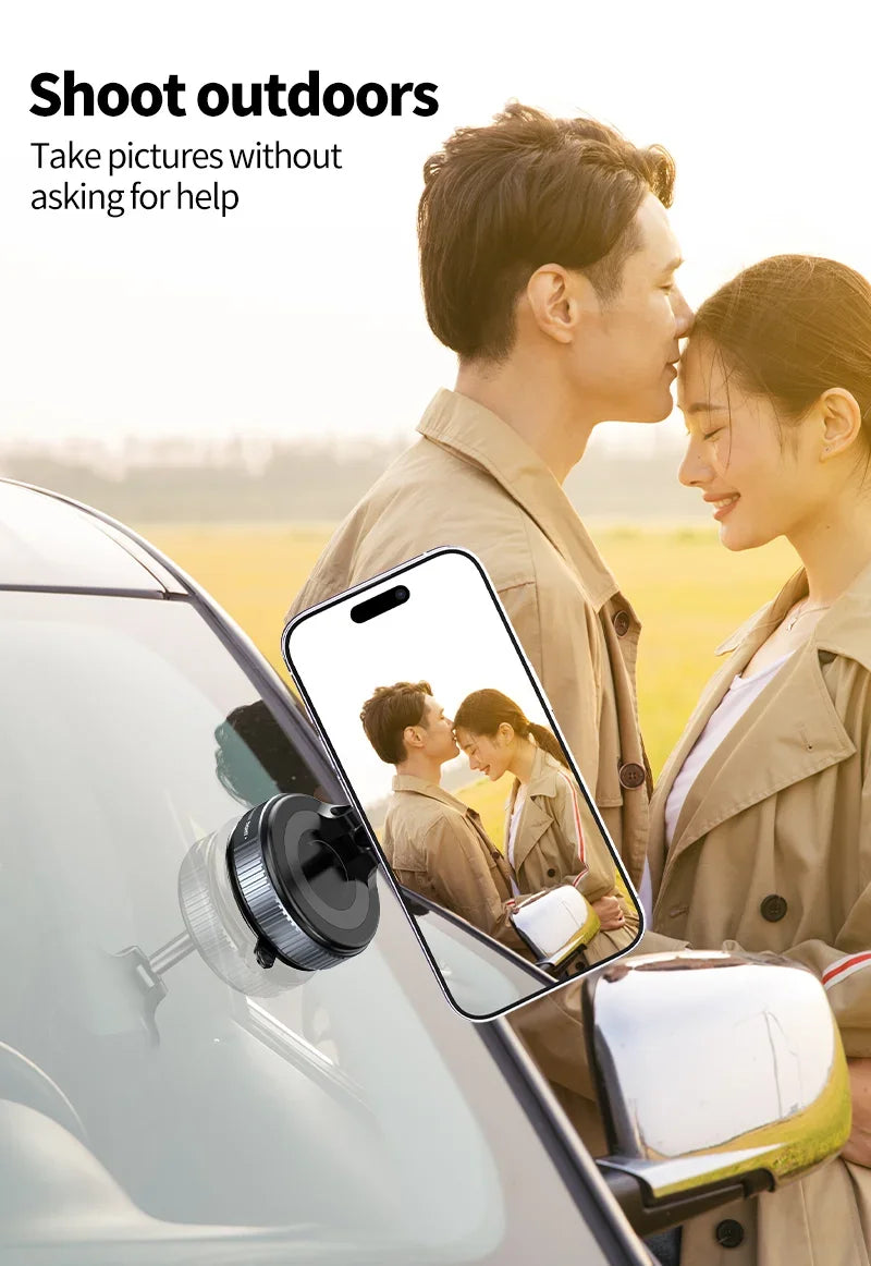 Support de téléphone magnétique pour voiture pliable Design 360 °   Support sous vide réglable pour voiture/bureau/salle de bain/utilisation universelle